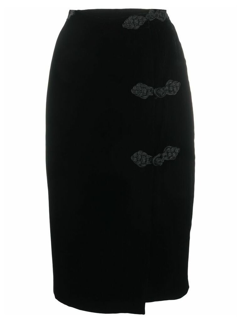 Valentino Pre-Owned 1980s toggle fastening pencil skirt - Black
