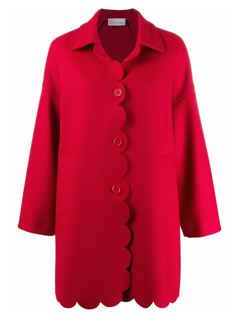 RedValentino scalloped coat - D05 DEEP RED