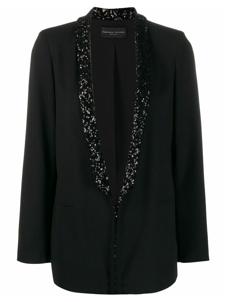 Fabiana Filippi embellished-lapel blazer - Black