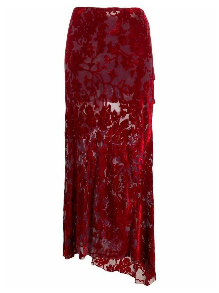 Ann Demeulemeester floral devore skirt - Red