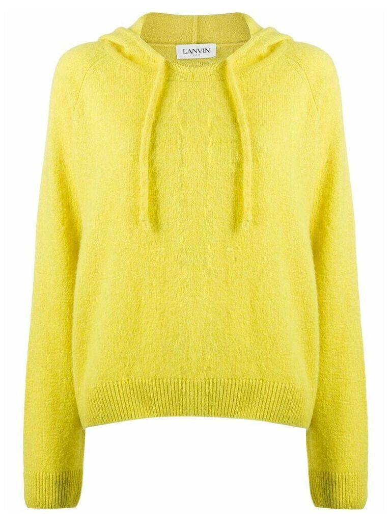 LANVIN fine knit cropped hoodie - Yellow