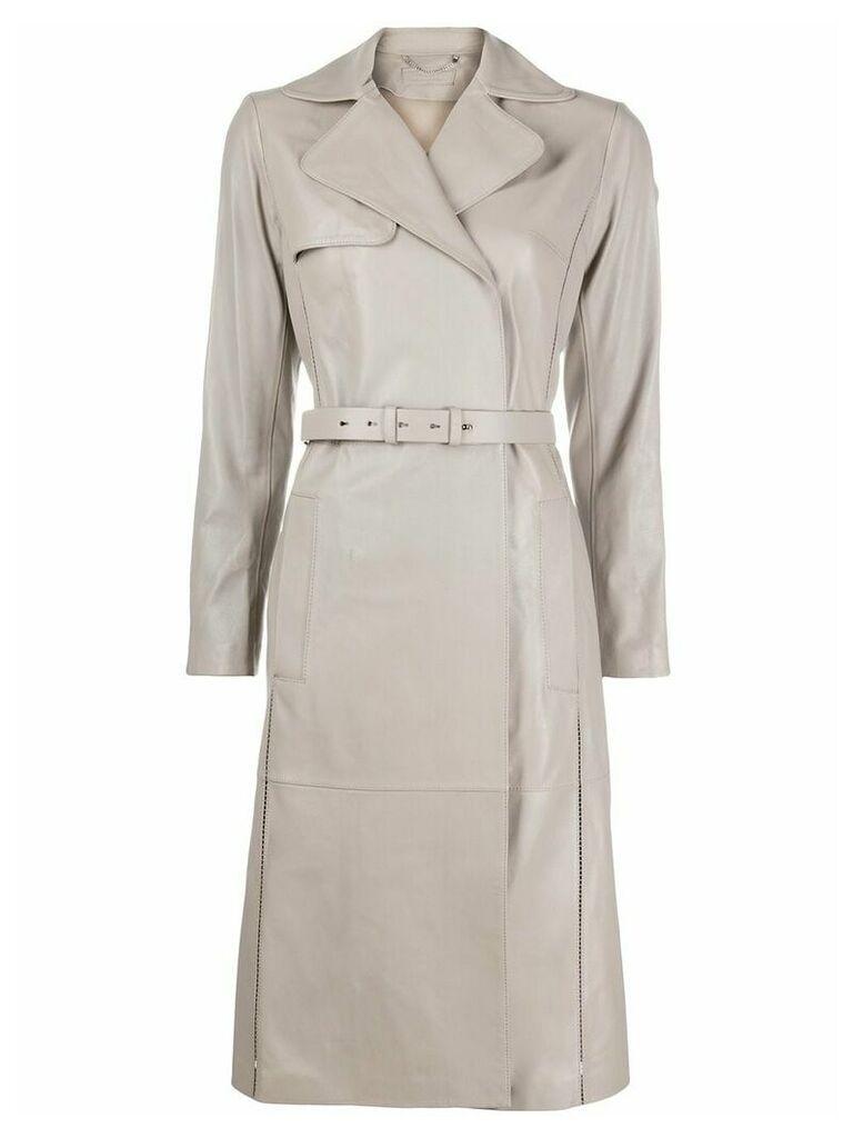 Desa 1972 belted leather trench coat - Grey