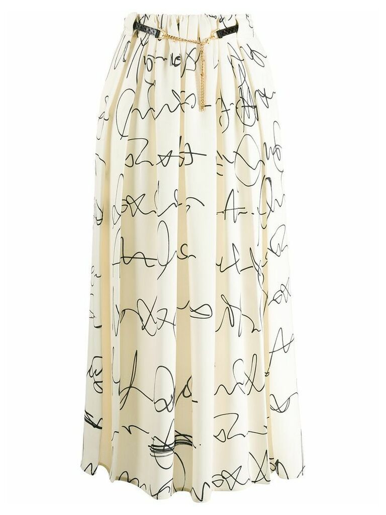 Victoria Beckham signature print belted midi skirt - Neutrals