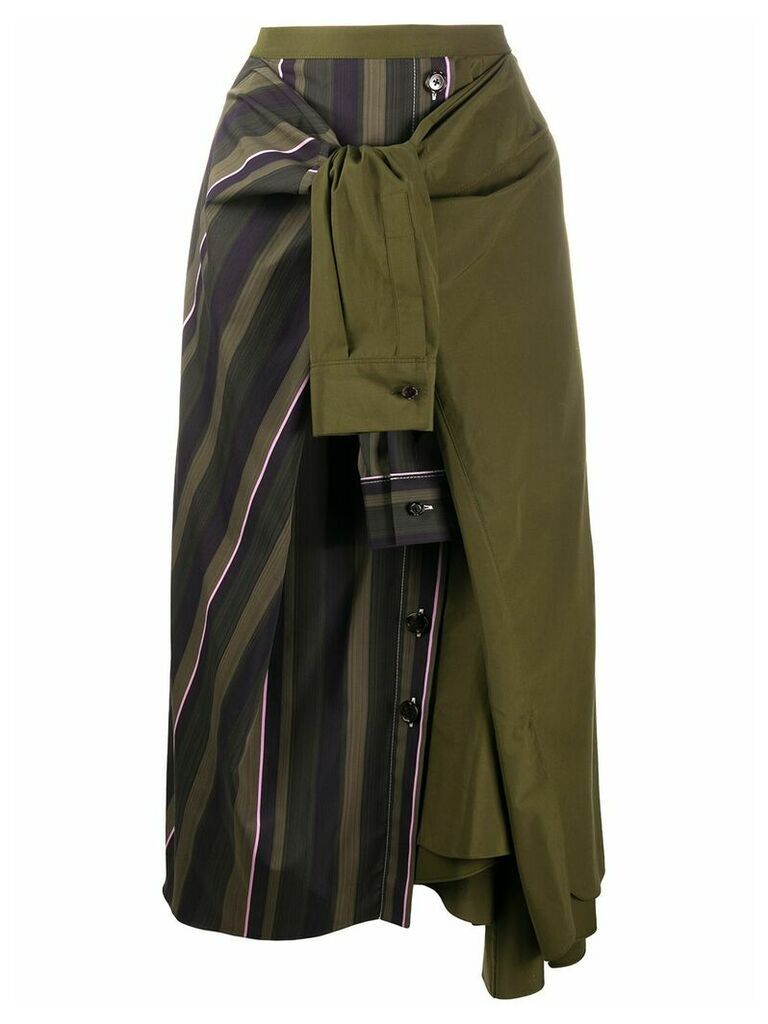 Marni panelled tie-waist skirt - Green