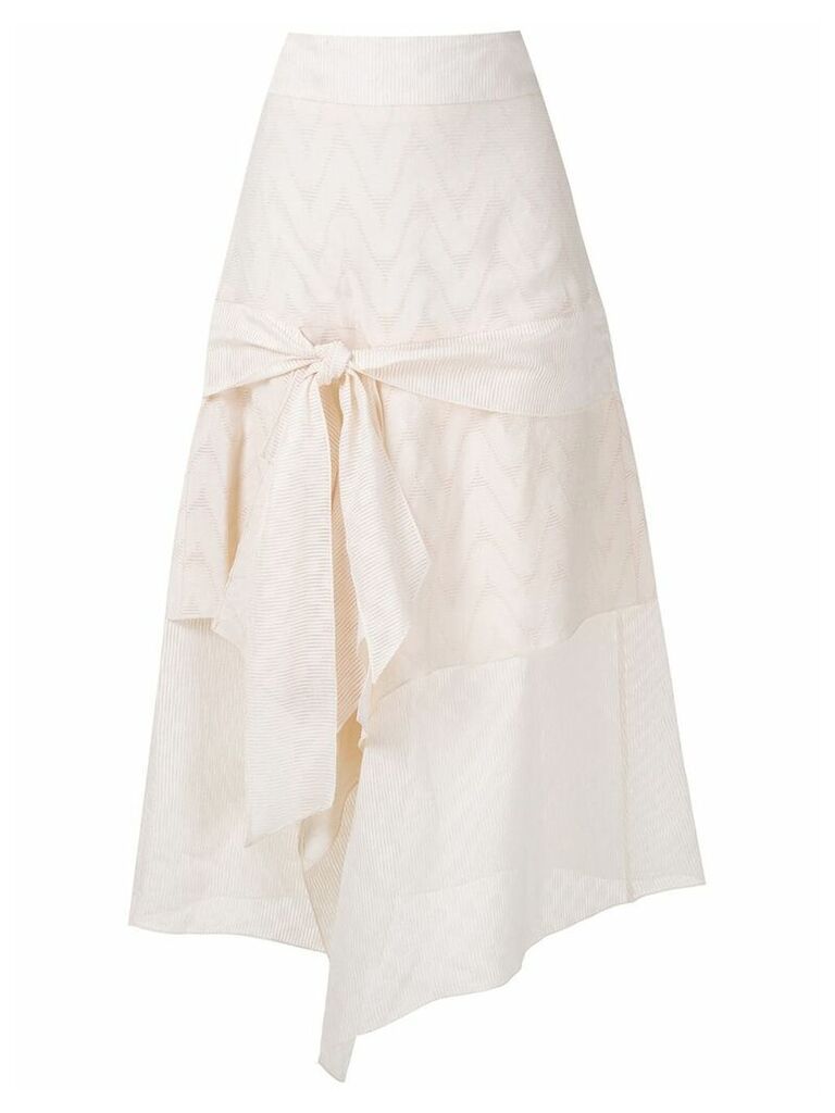 Framed Midicircle layered skirt - White
