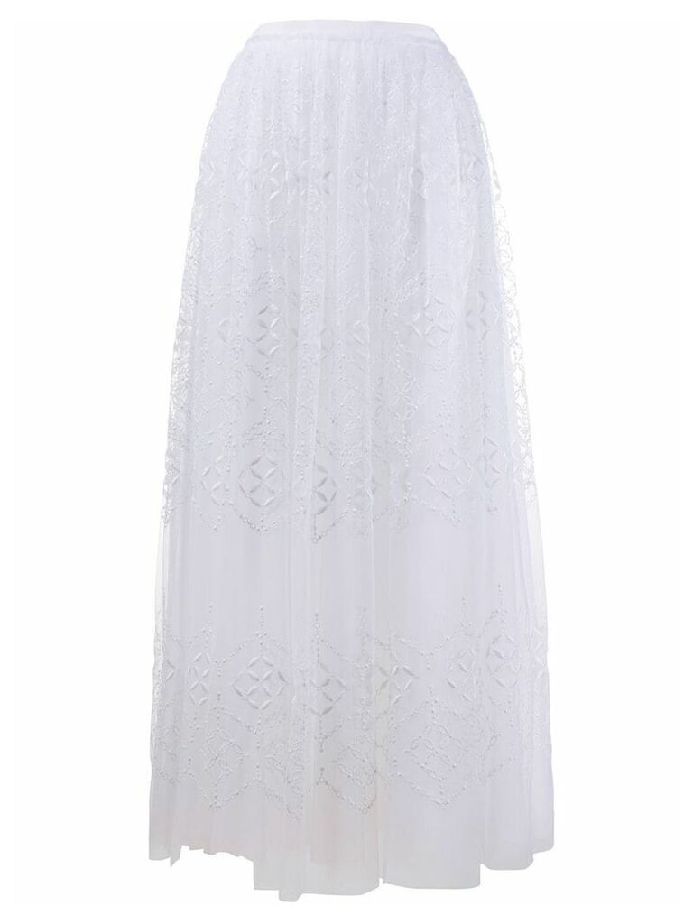 Ermanno Scervino lace-panel tulle skirt - White