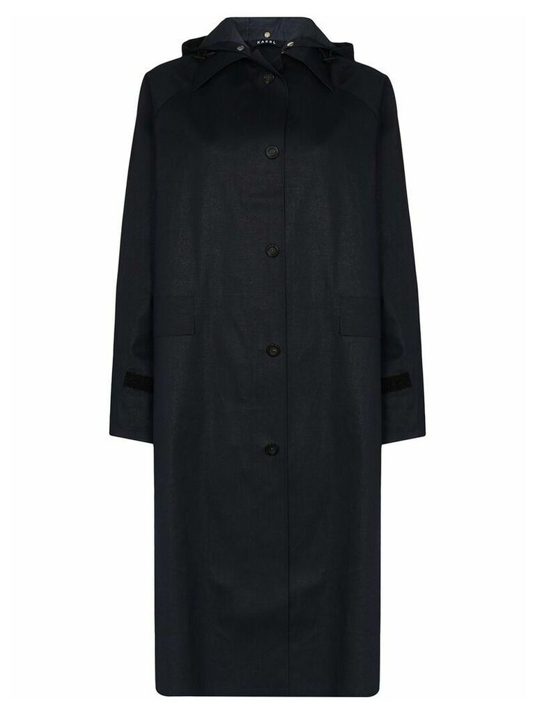 KASSL Editions hooded button-up trench coat - Blue
