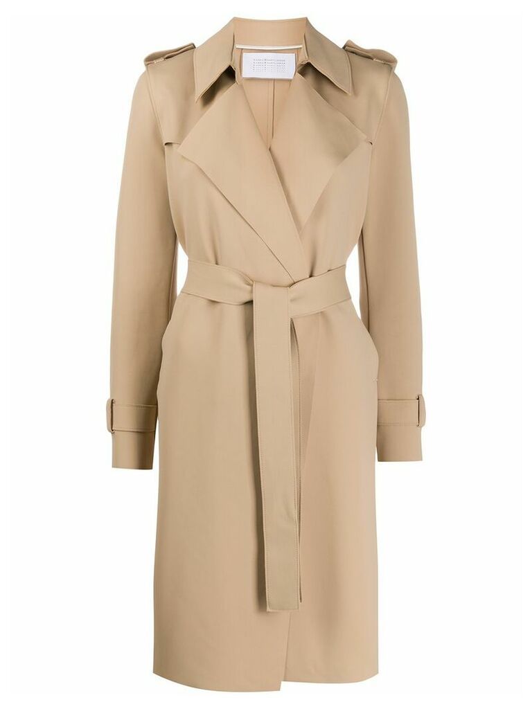 Harris Wharf London belted wide-lapel trench coat - Brown