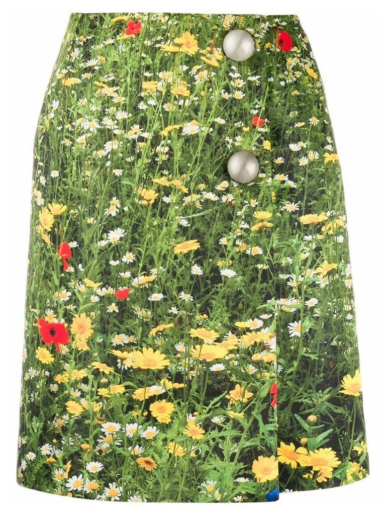Christopher Kane London Fields satin-finish wrap skirt - Green