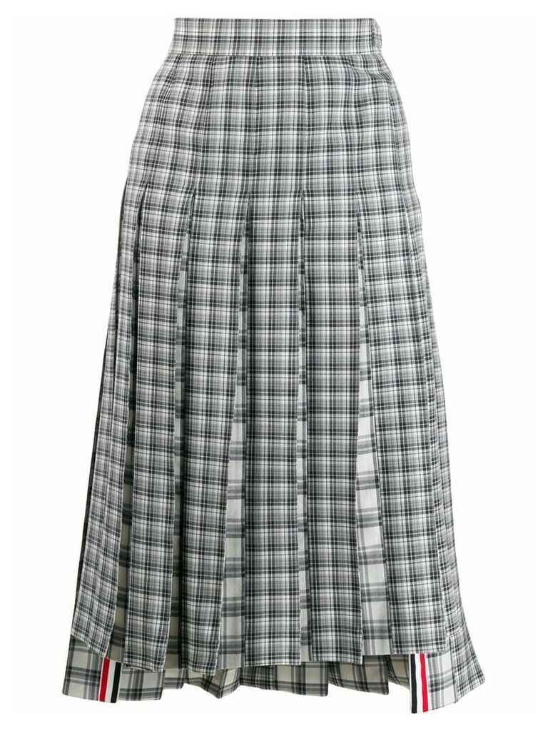 Thom Browne checked pleated skirt - Grey