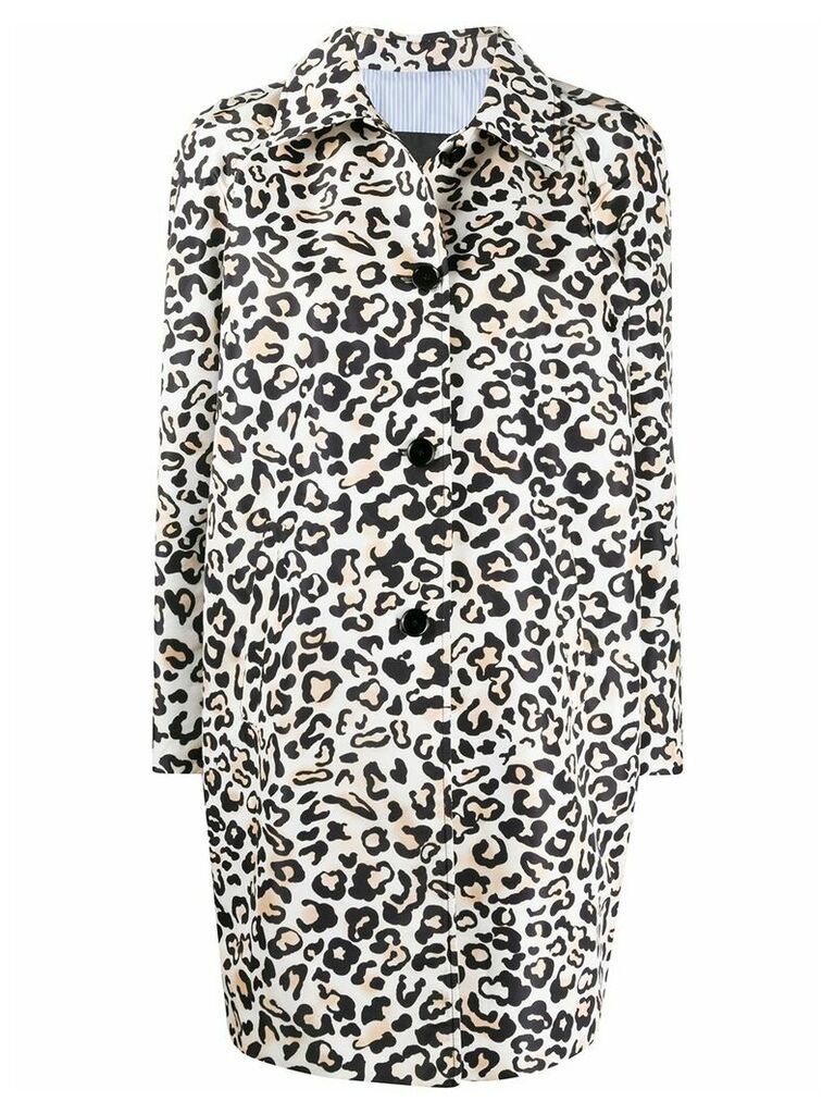 Ermanno Ermanno leopard print buttoned coat - Brown