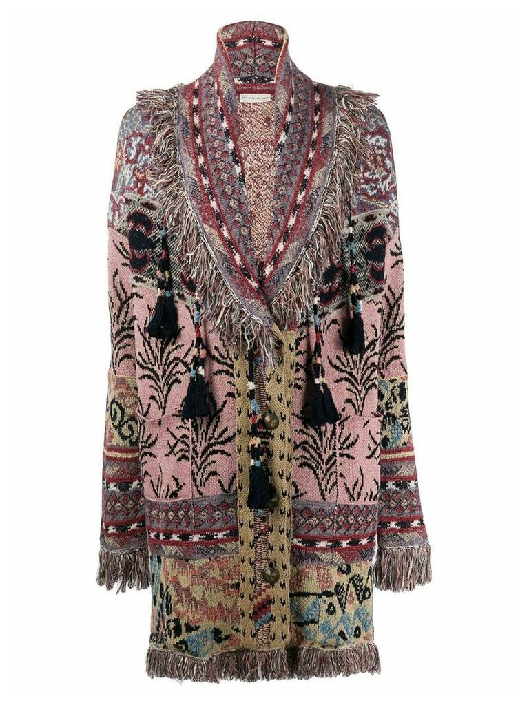 Etro jacquard inlaid knitted coat - Neutrals