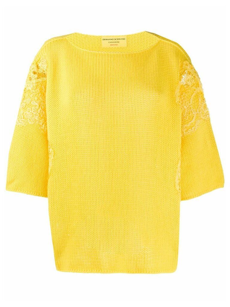 Ermanno Scervino floral lace detailed jumper - Yellow