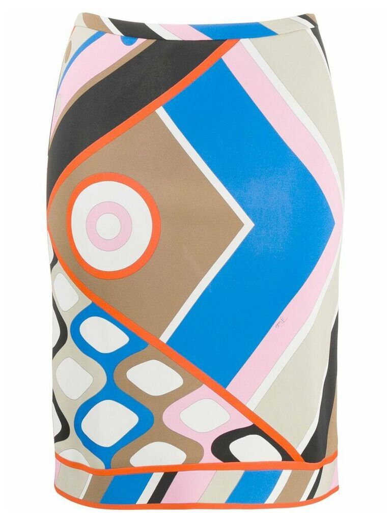Emilio Pucci abstract print straight skirt - NEUTRALS