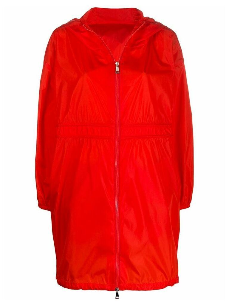 Moncler logo drawstring raincoat - Red