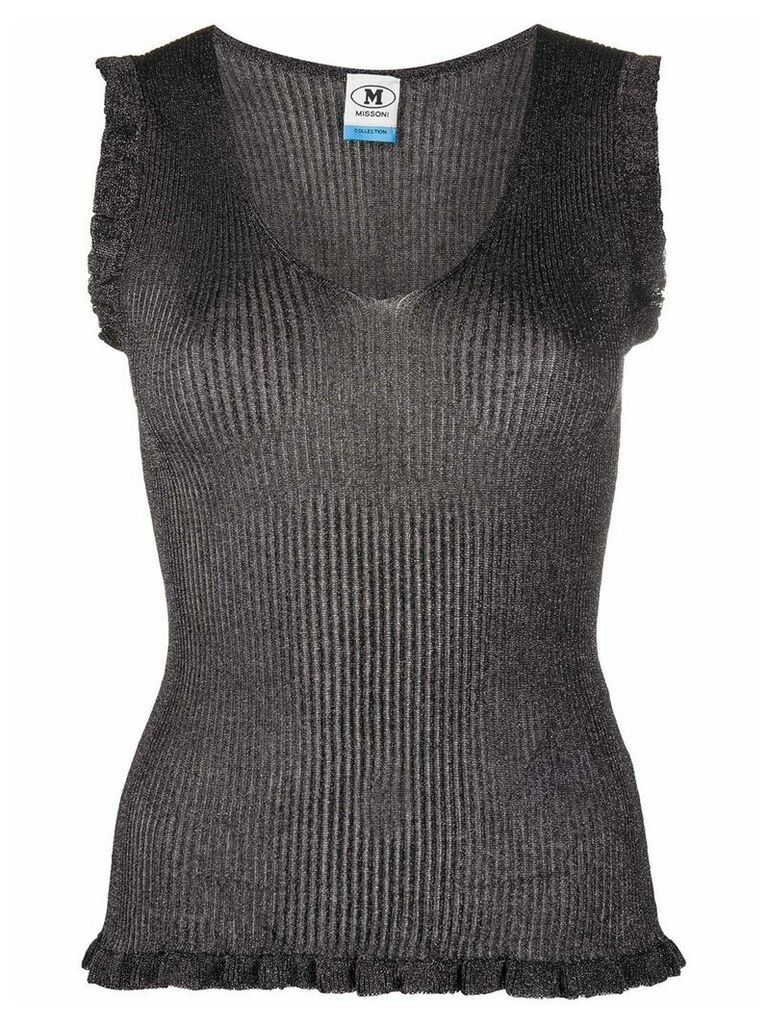 M Missoni fine-knit frill trimmed vest - Black