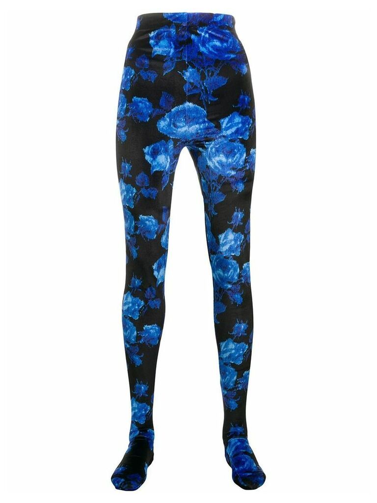 Richard Quinn footed floral-print leggings - Blue
