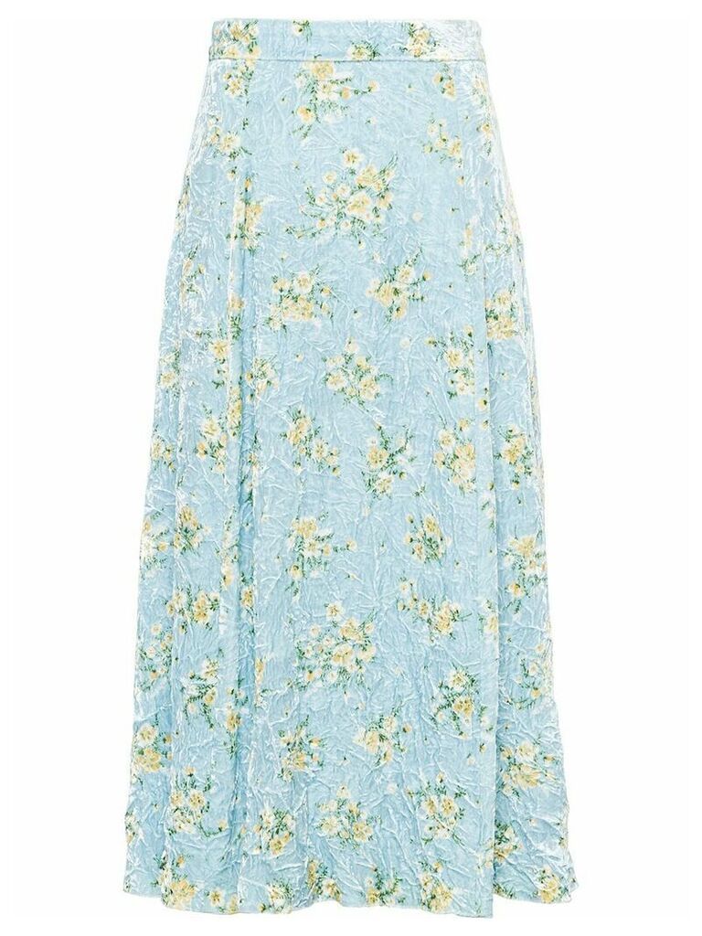 Miu Miu velvet floral print midi-skirt - Blue