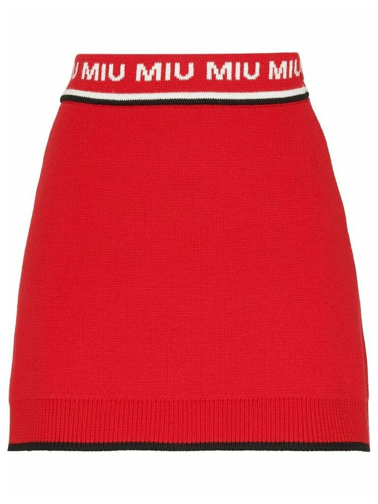 Miu Miu jacquard logo knitted skirt - Red