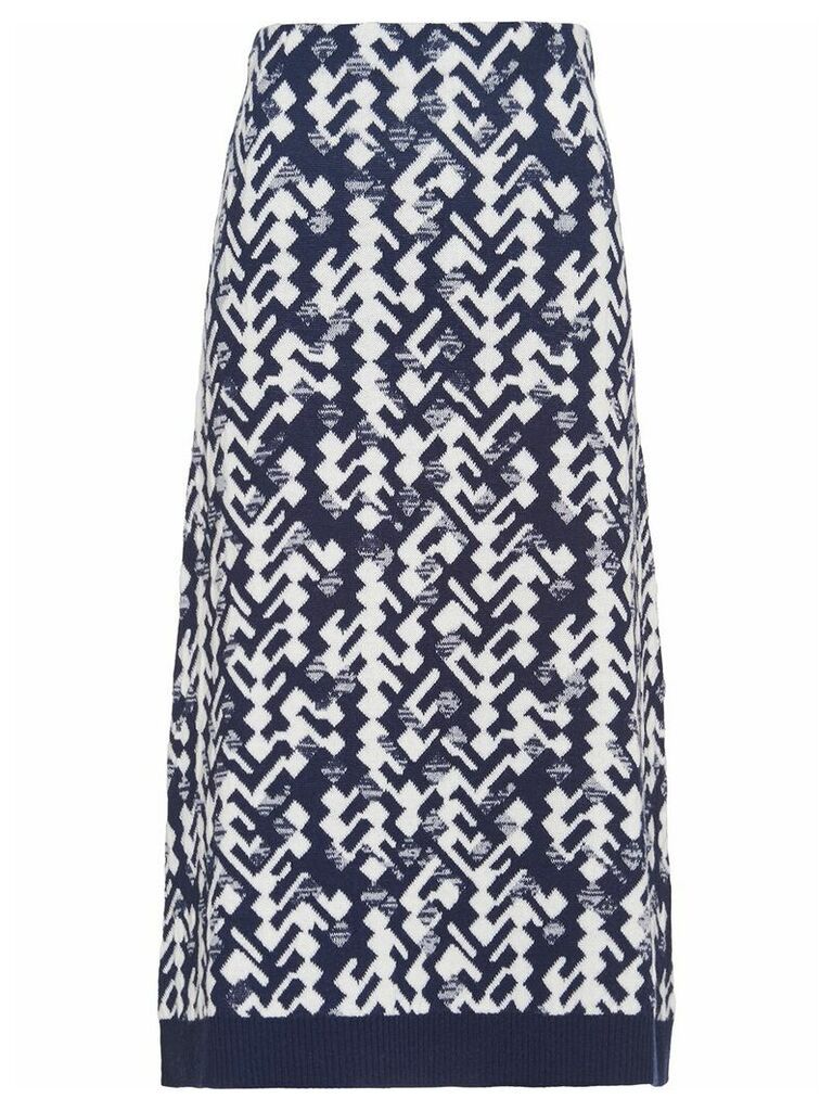 Prada jacquard geometric knitted skirt - Blue