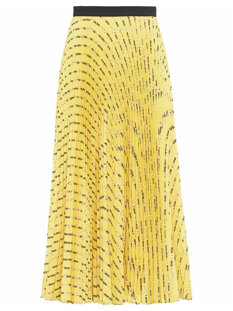 Miu Miu Miu Miu Flower print pleated skirt - Yellow