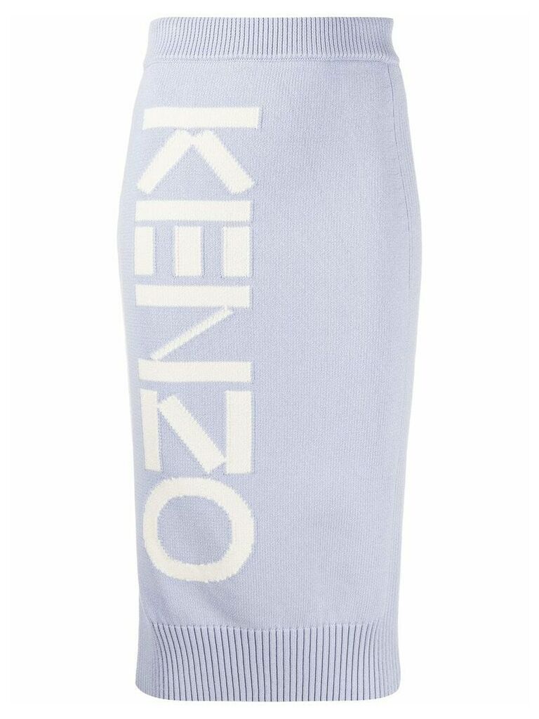 Kenzo logo detail pencil skirt - PURPLE