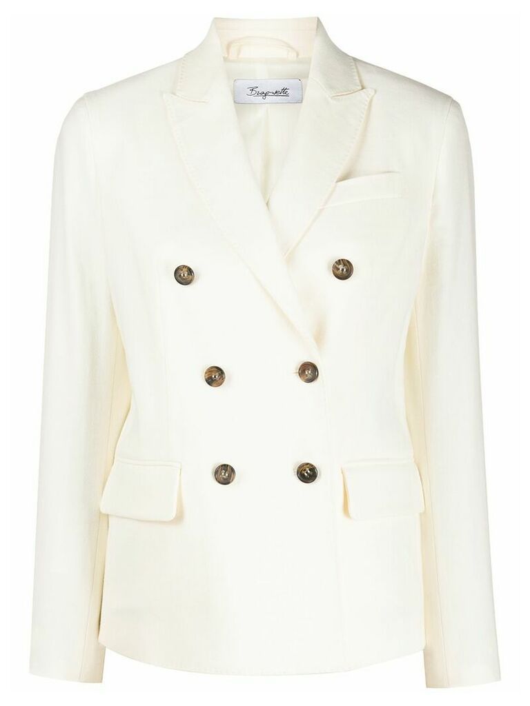 Brag-wette fitted double breasted blazer - White