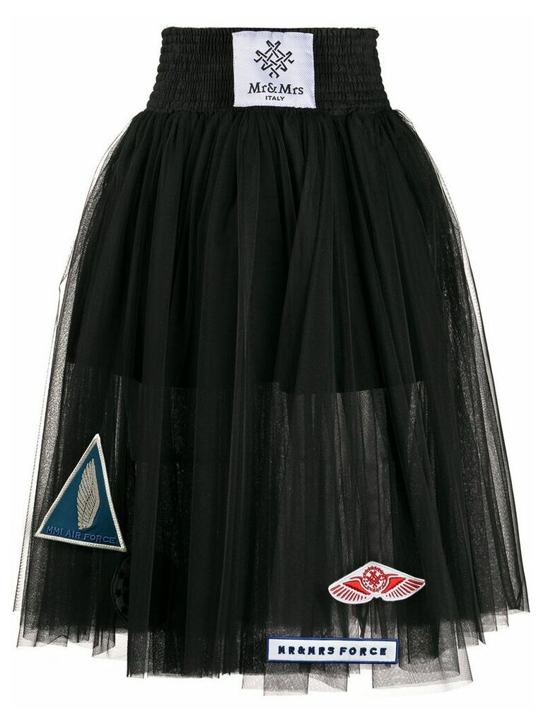 Mr & Mrs Italy sheer pleated skirt - Black