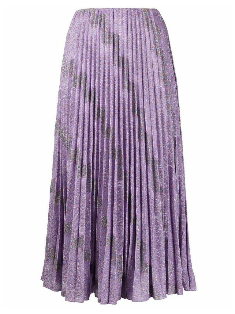 M Missoni embroidered pleated skirt - PURPLE