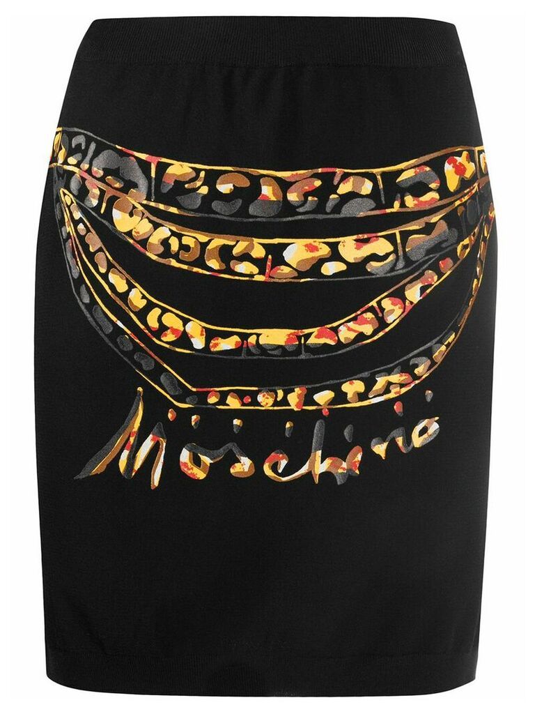 Moschino chain-print fitted mini-skirt - Black