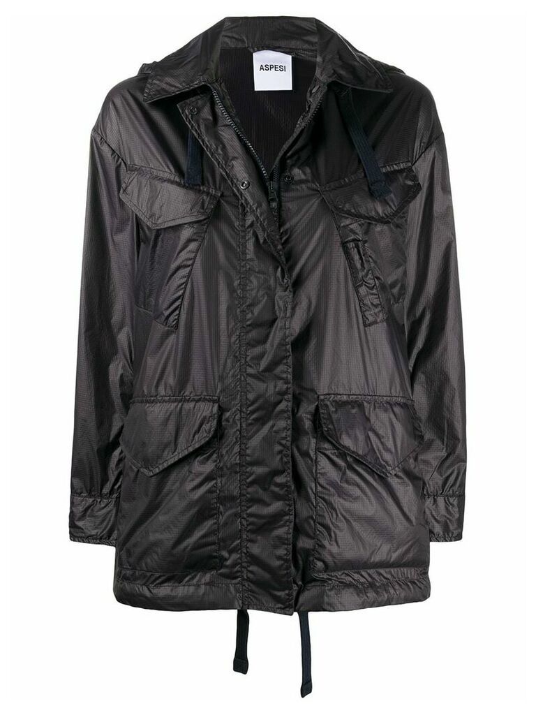 Aspesi oversized rain coat - Black