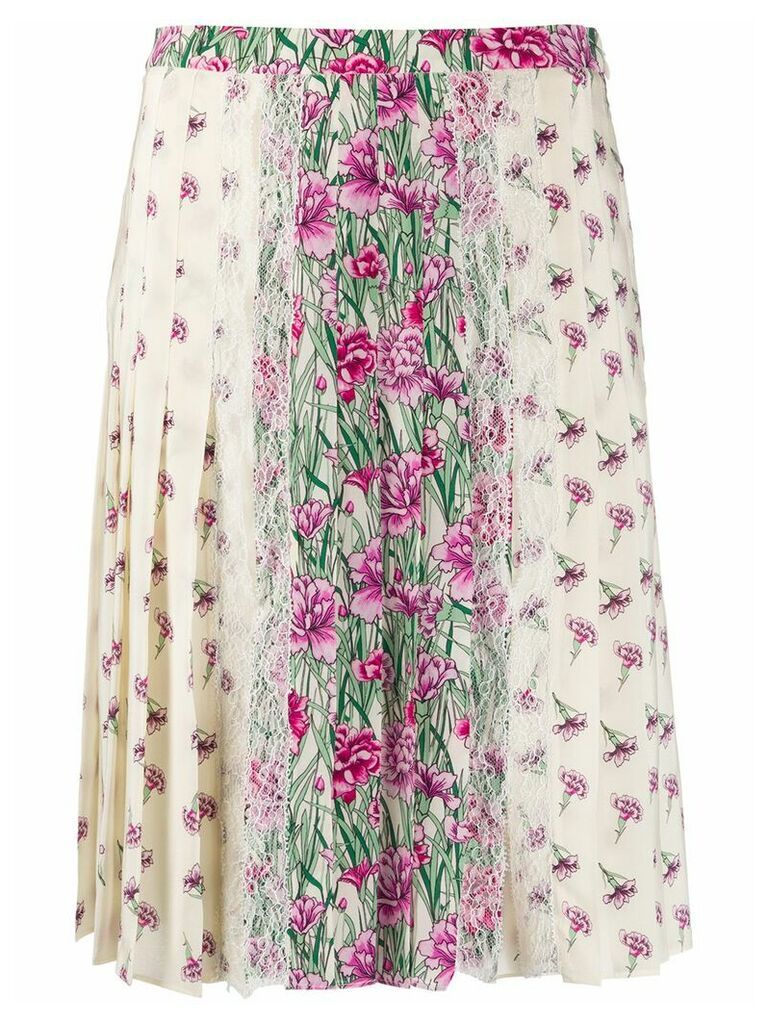 Giambattista Valli silk floral print skirt - Neutrals