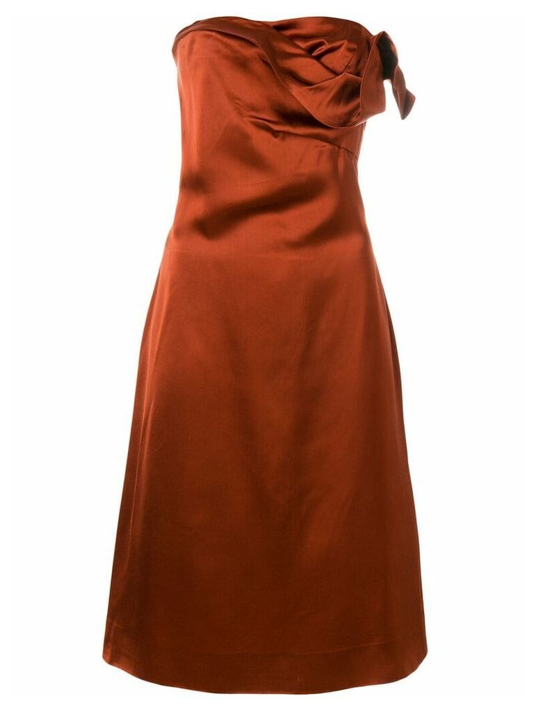 Versace Pre-Owned draped strapless dress - Brown