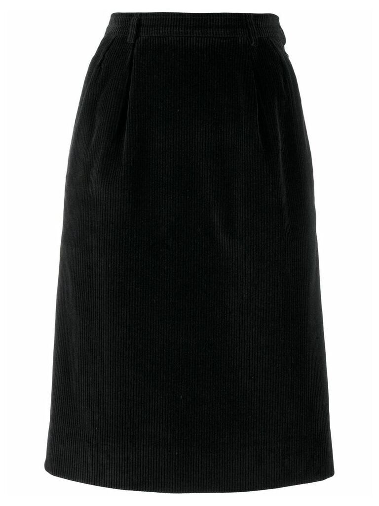 Yves Saint Laurent Pre-Owned 1980's velvet straight skirt - Black
