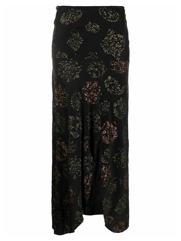 Romeo Gigli Pre-Owned 1990s floral front slit midi skirt - Black
