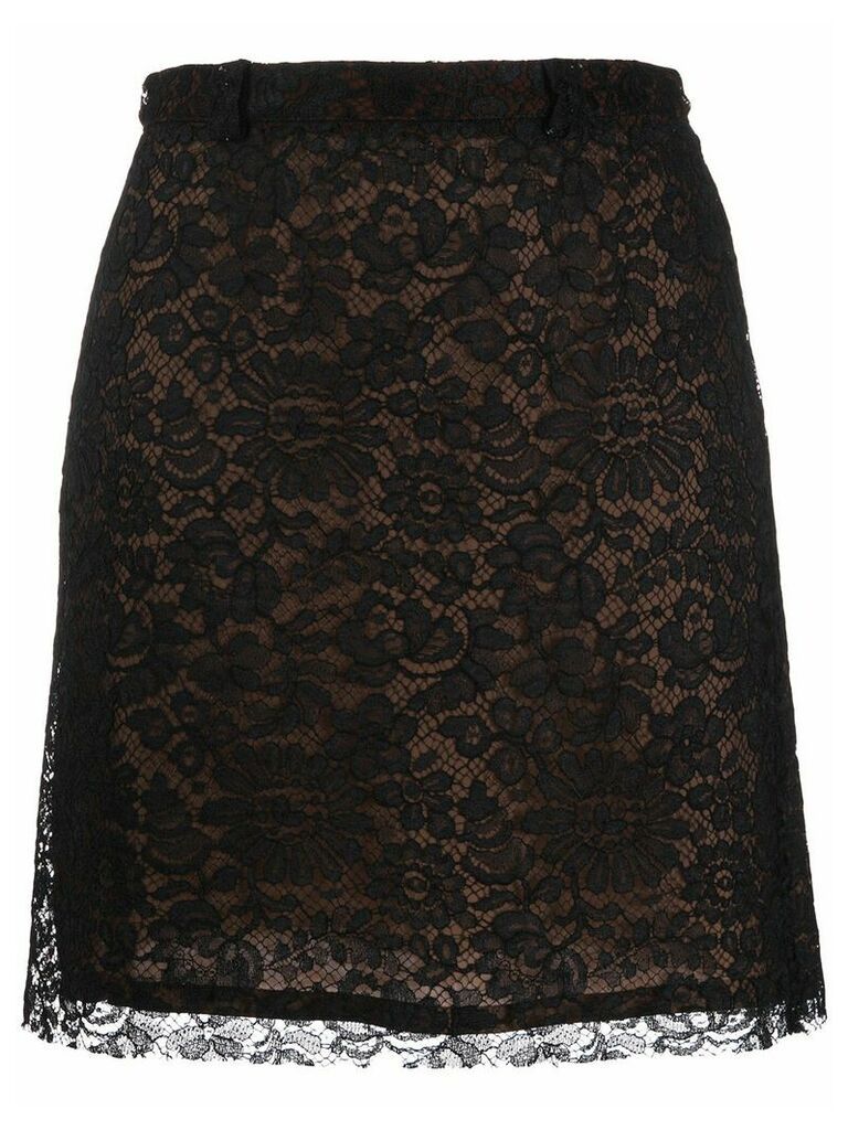 Versace Pre-Owned 1990's floral lace patterned skirt - Black