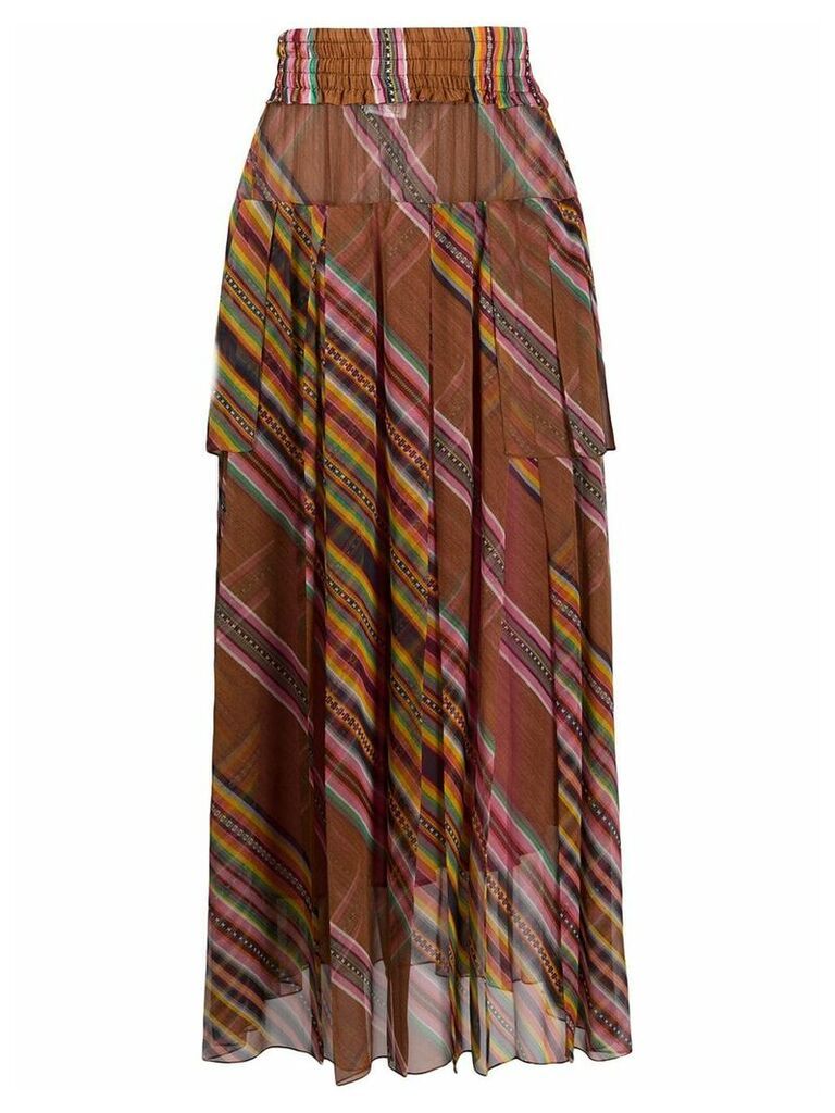 Christian Dior 2002 pre-owned diagonal stripes sheer skirt - Brown