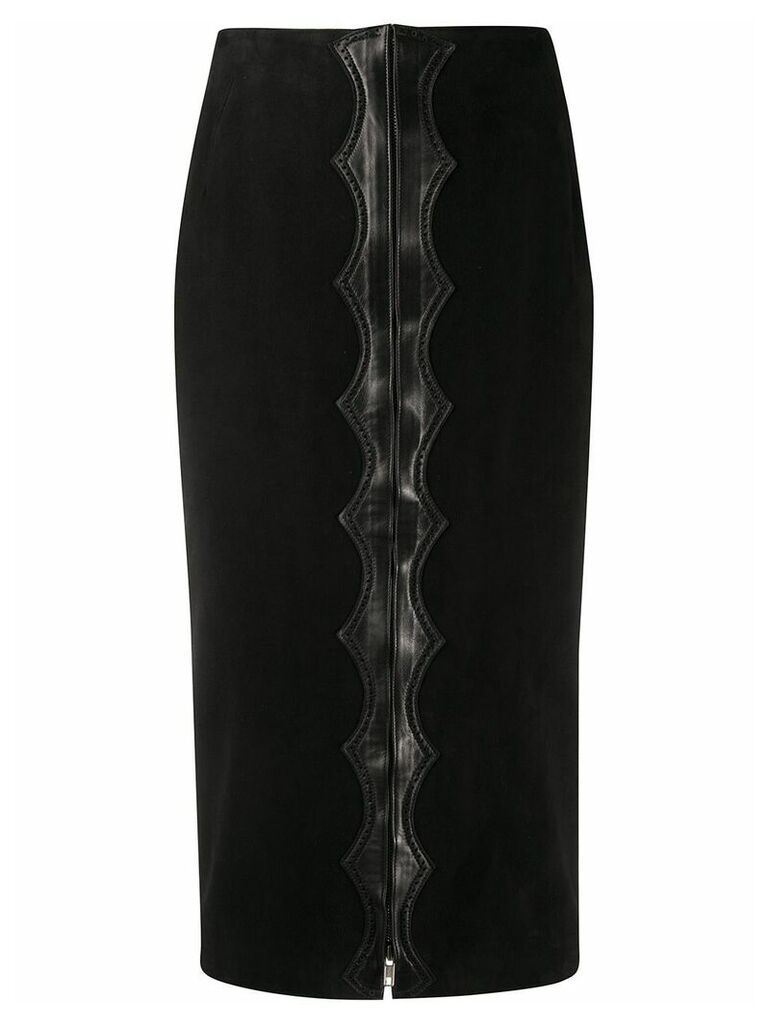 Alaïa Pre-Owned 1980s leather appliqué pencil skirt - Black