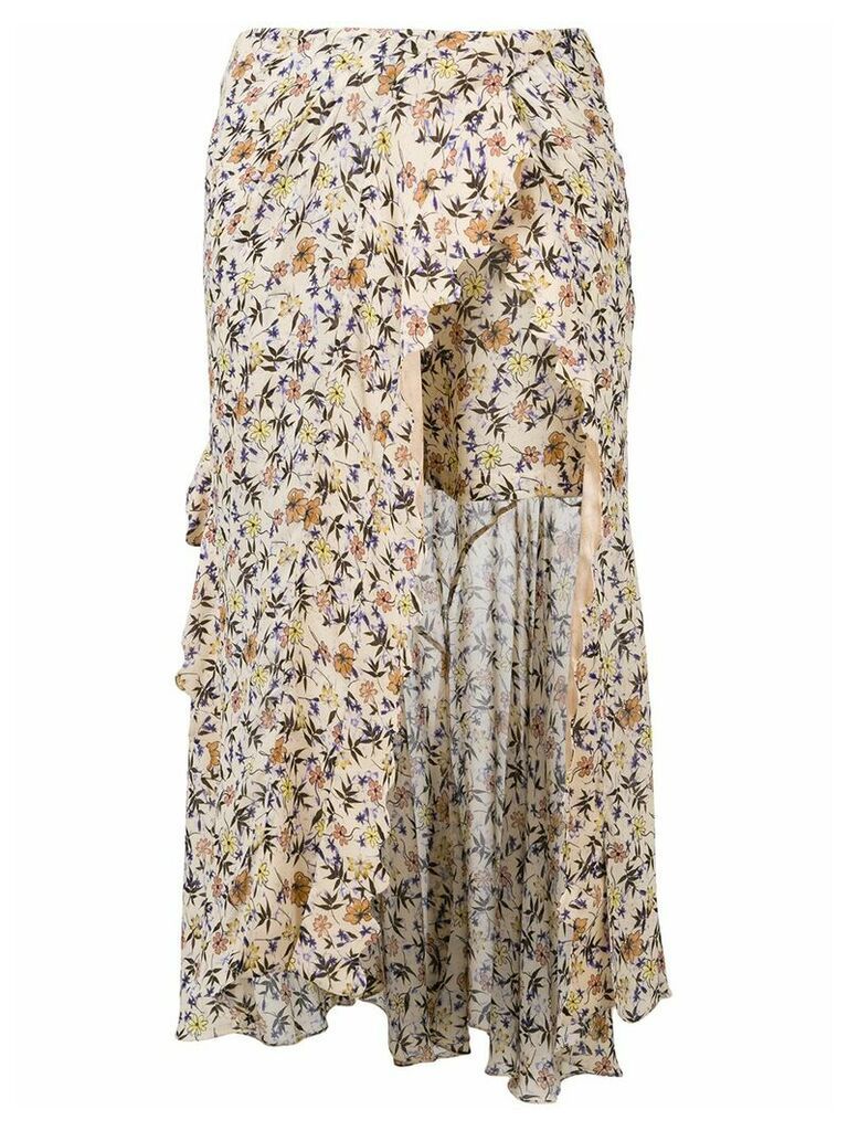 Chloé floral print asymmetric skirt - Brown