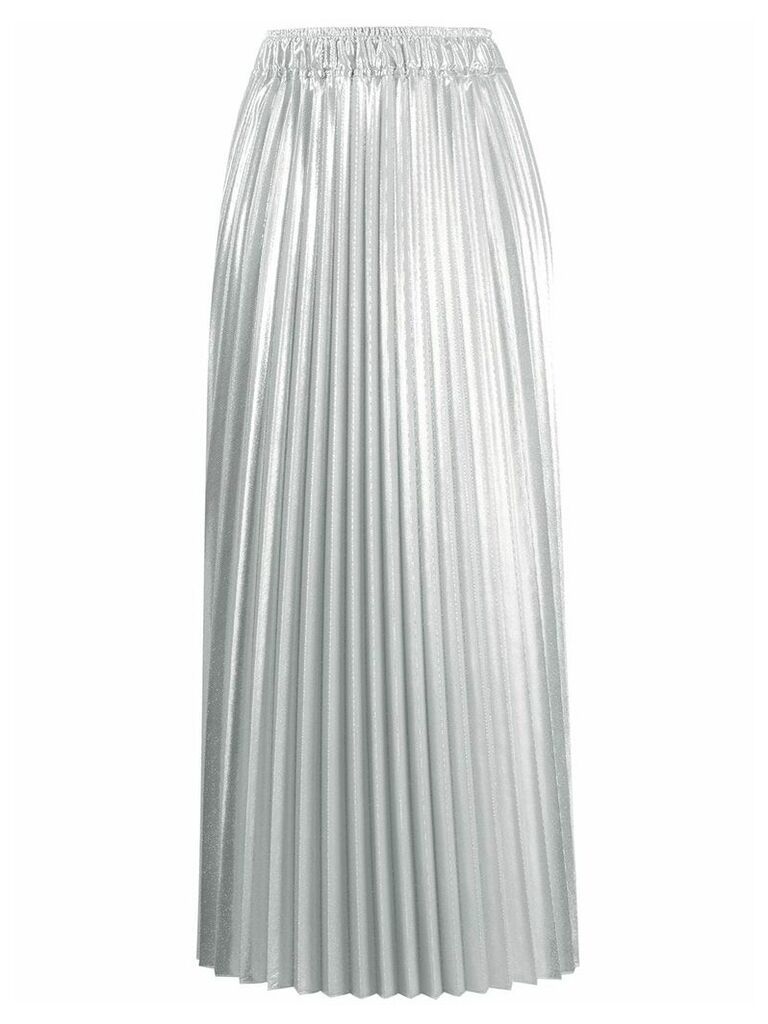 Nude metallic pleated midi skirt - SILVER