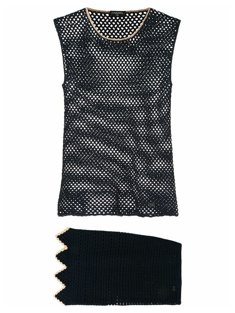 Chanel Pre-Owned knit set up sleeveless top and skirt - Blue