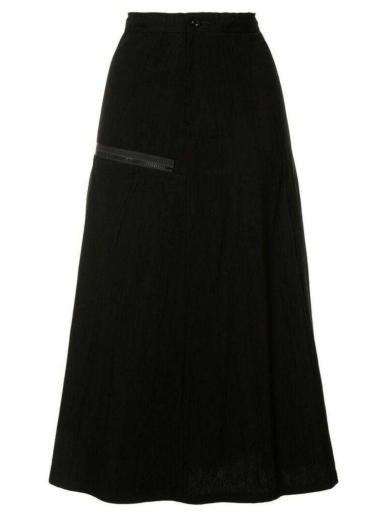 Y's zip detail A-line skirt - Black