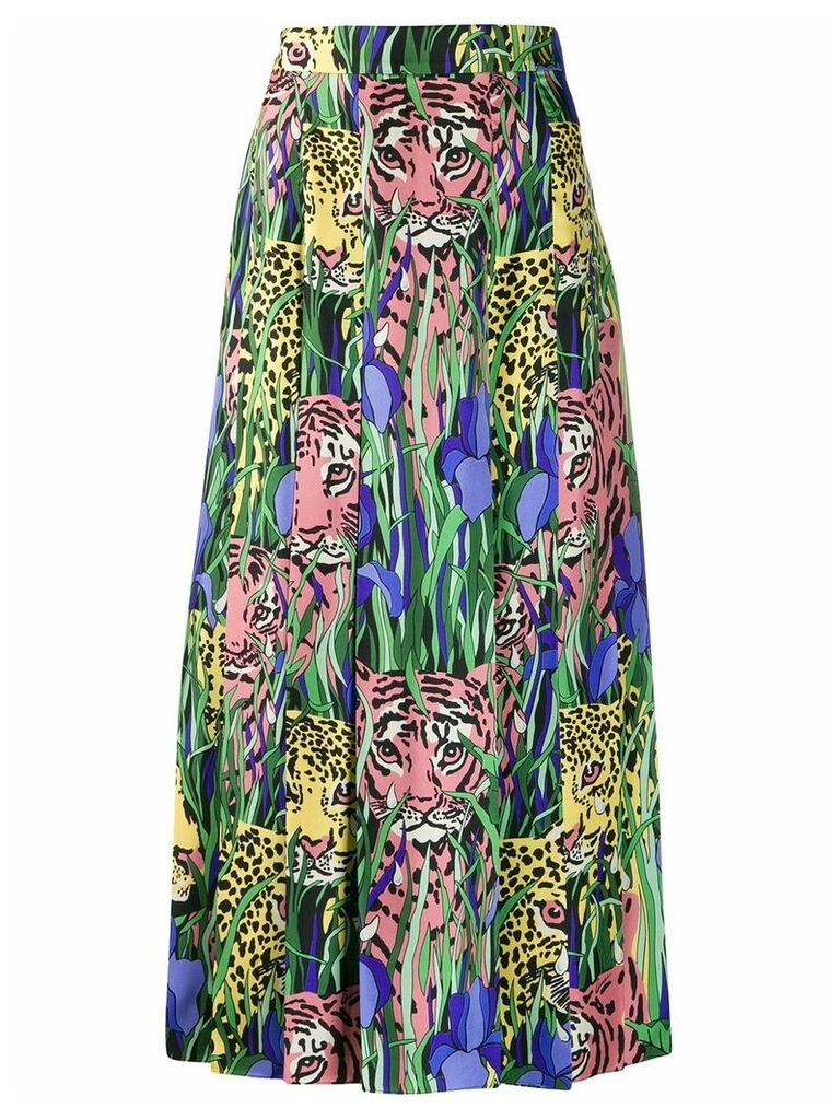 Gucci Feline Garden print skirt - Green