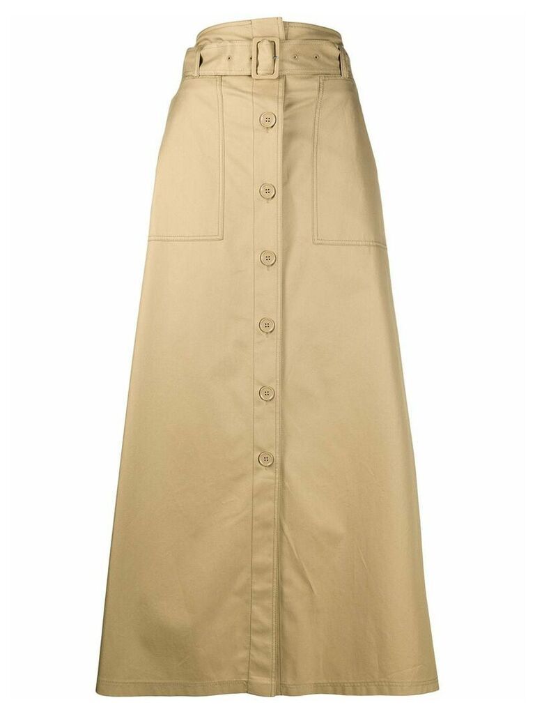 MM6 Maison Margiela long belted skirt - NEUTRALS
