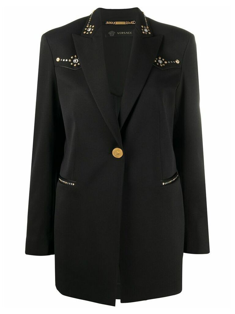 Versace studded slim fit blazer - Black
