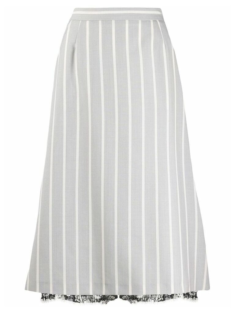 Thom Browne vertical-stripe A-line skirt - Grey