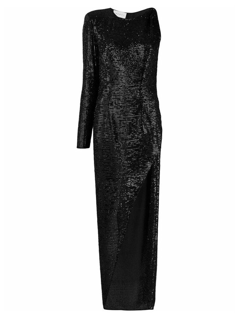 NERVI Kendall asymmetric maxi dress - Black