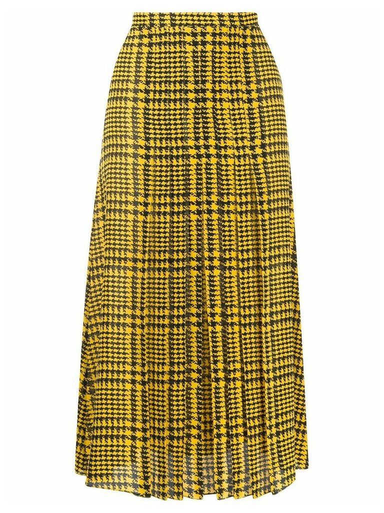 Alessandra Rich pleated houndstooth-print skirt - Yellow