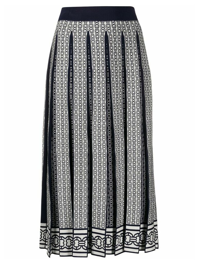 Tory Burch pleated chain link pattern skirt - Blue