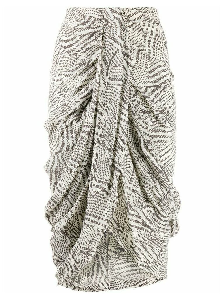 Isabel Marant Batik-print draped skirt - Neutrals